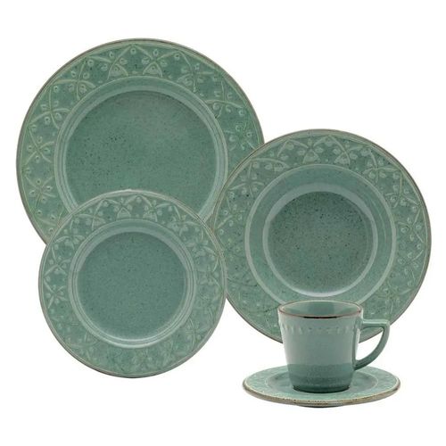 Jogo de Jantar Chá 30 Peças Cerâmica Oxford Mendi Malaquita: Tradição