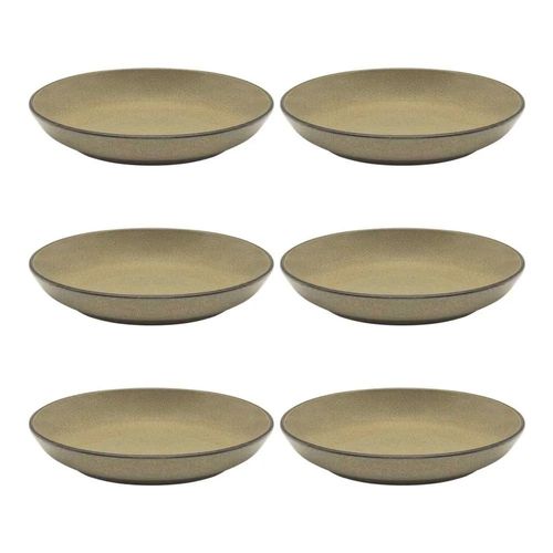 Jogo de 6 Pratos Fundos Oxford Flat Ocre 20,5cm