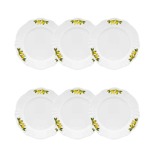 Jogo de 6 Pratos de Sobremesa Oxford Soleil Limoni 23cm Porcelana Jogo de 6 Pratos de Sobremesa Oxford Soleil Limoni 23cm Porcelana
