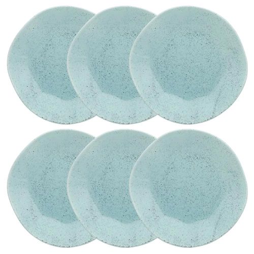 Jogo de 6 Pratos Rasos Oxford Ryo Blue Bay Azul Claro 27,5cm Porcelana Jogo de 6 Pratos Rasos Oxford Ryo Blue Bay Azul Claro 27,5cm Porcelana