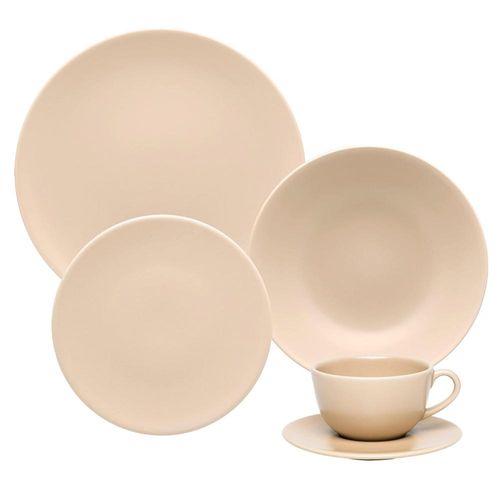 Jogo de Jantar Chá 30 Peças Cerâmica Oxford Unni Merengue: Acetinado