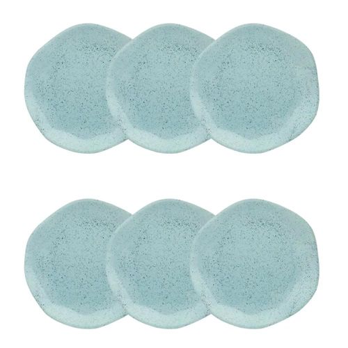 Jogo de 6 Pratos Sobremesa Oxford Ryo Blue Bay Azul Claro 21,5cm Porcelana Jogo de 6 Pratos Sobremesa Oxford Ryo Blue Bay Azul Claro 21,5cm Porcelana