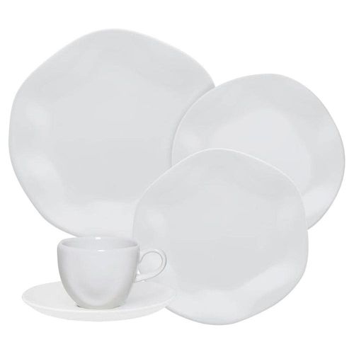 Jogo de Jantar Chá 30 Peças Porcelana Oxford Ryo White: Minimalista