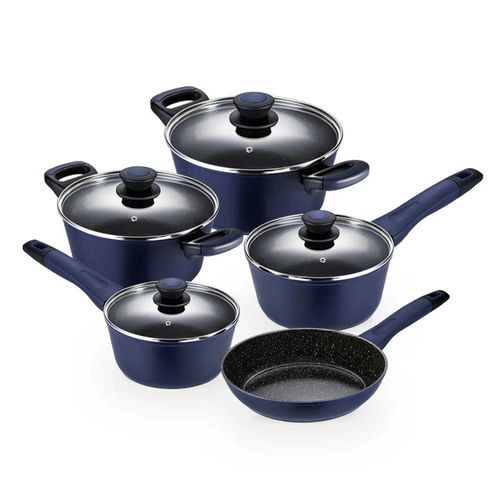 Jogo de Panelas Antiaderente Oxford Everyday Azul 5 Peças com Alumínio Indução