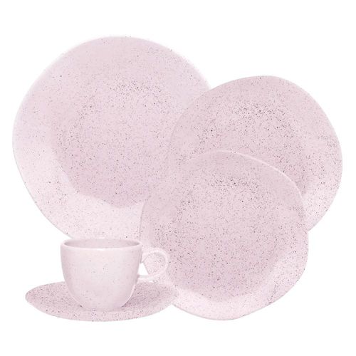 Jogo de Jantar Chá 30 Peças Porcelana Oxford Ryo Pink Sand: Caribe Jogo de Jantar Chá 30 Peças Porcelana Oxford Ryo Pink Sand: Caribe