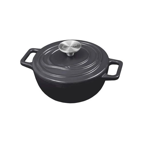 Caçarola de Ferro Fundido Esmaltado Oxford Aroma Cinza 18cm Para Fogão Indução