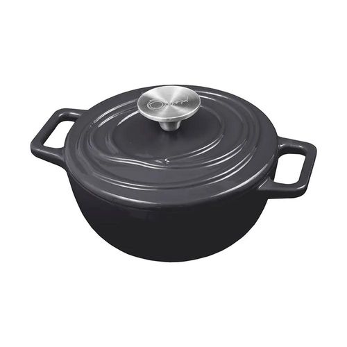Caçarola de Ferro Fundido Esmaltado Oxford Aroma Cinza 22cm Para Fogão Indução