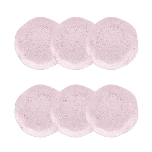 Jogo de 6 Pratos Sobremesa Oxford Ryo Pink Sand Rosa Claro 21,5cm Porcelana Jogo de 6 Pratos Sobremesa Oxford Ryo Pink Sand Rosa Claro 21,5cm Porcelana