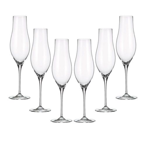 Jogo de taças champanhe cristal ecológico Bohemia Limosa 300ml 6 peças incolor