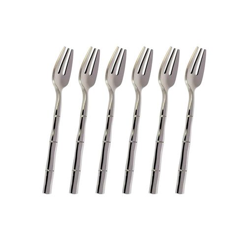 Jogo de garfos para bolo em aço inox Fracalanza Steel Wood 6 peças cinza Jogo de garfos para bolo em aço inox Fracalanza Steel Wood 6 peças cinza