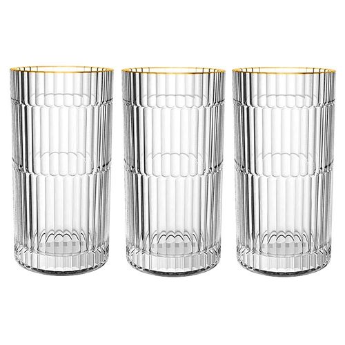 Jogo de copos altos L'Hermitage Pisa 6 peças Cristal 370ml com borda dourada, luxo para servir