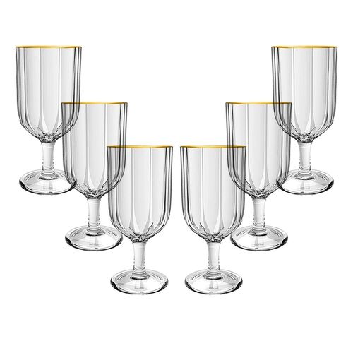 Jogo de taças cristal ecológico friso ouro L'Hermitage Refinatto 6 peças 330ml transparente Jogo de taças cristal ecológico friso ouro L'Hermitage Refinatto 6 peças 330ml transparente