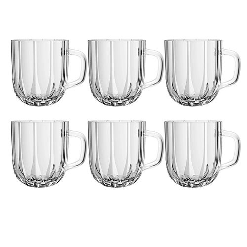 Jogo de canecas em cristal ecológico L'Hermitage Refinatto 280ml 6 peças Jogo de canecas em cristal ecológico L'Hermitage Refinatto 280ml 6 peças