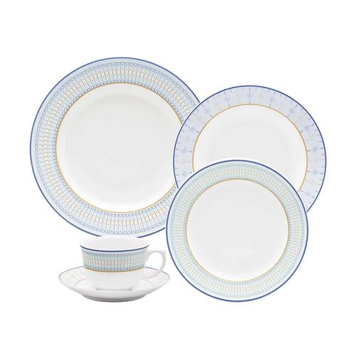 Jogo de Jantar e Chá Oxford Flamingo Lazuli 30 Peças Porcelana