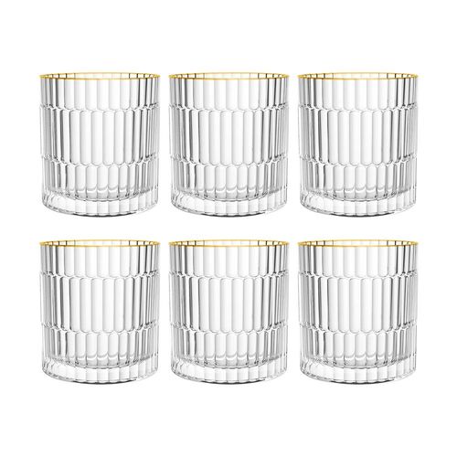 Jogo de copos baixos em cristal borda dourada L'Hermitage Pisa 340ml 6 peças