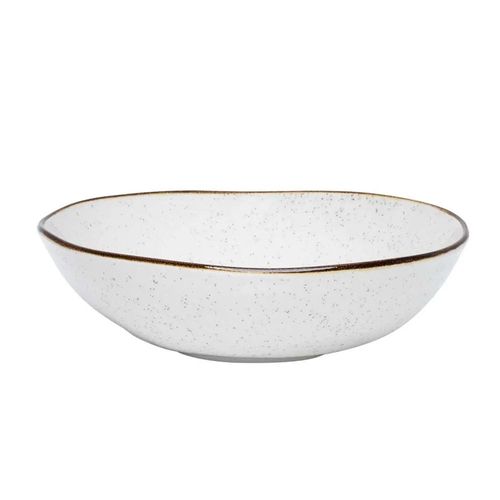 Saladeira de Porcelana Oxford Ryo Maresia Branco e Marrom 26cm