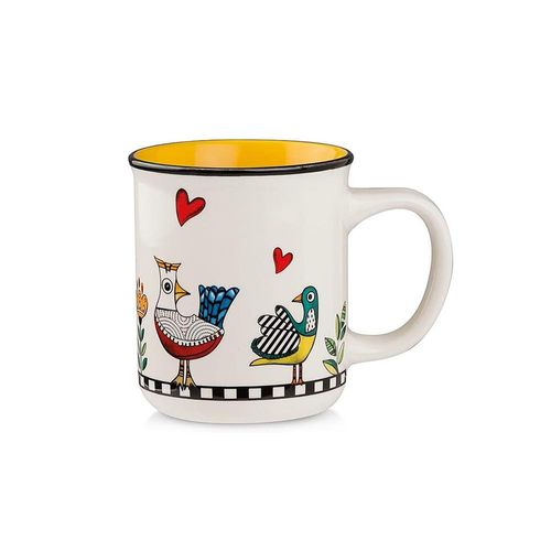 Caneca em New Bone China Egan Cocorico 380ml amarelo