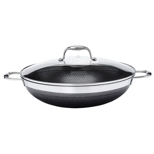 Panela Wok em Aço Inox 34cm com Tampa Oxford CookingPro Hive Panela Wok em Aço Inox 34cm com Tampa Oxford CookingPro Hive