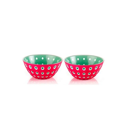 Jogo de bowls em acrílico Guzzini Le Murrine 2 peças 12cm magenta com verde
