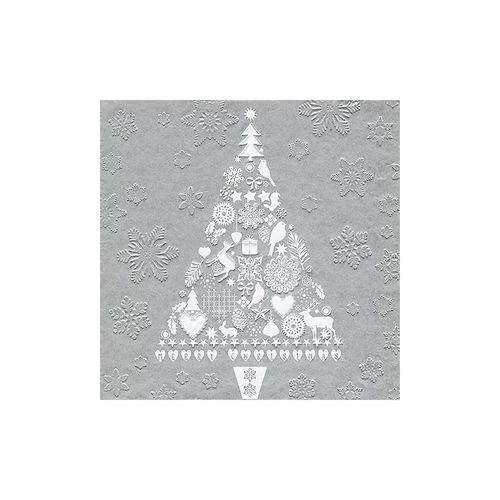 Guardanapos Paper Design Moments Myxmas Tree Silver em papel Xmas pacote com 20 folhas 33x33cm