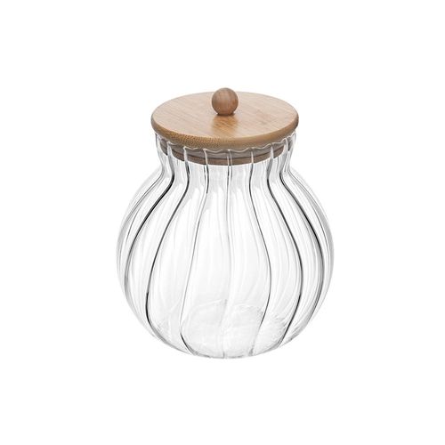 Pote em vidro com tampa bambu Wolff Classic 1,5 litro incolor
