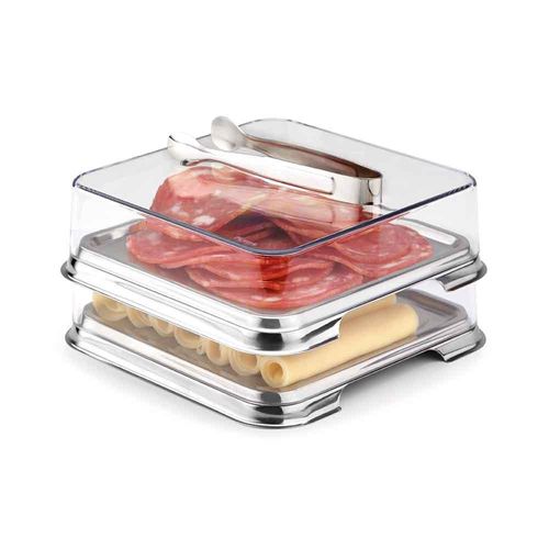 Porta-frios base inox e tampa em acrílico Forma Vision 9x15,5x15,5cm 5 peças