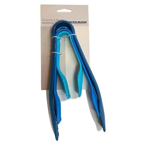 Jogo de pinças pegadores Fackelmann Elemental com 3 peças azul Jogo de pinças pegadores Fackelmann Elemental com 3 peças azul