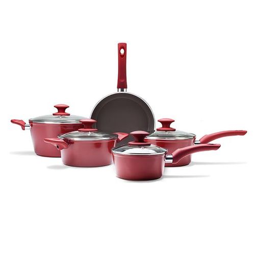 Jogo de panelas Brinox Optima vermelho 5 peças em alumínio: Versatilidade, design e fundo para Indução Jogo de panelas Brinox Optima vermelho 5 peças em alumínio: Versatilidade, design e fundo para Indução