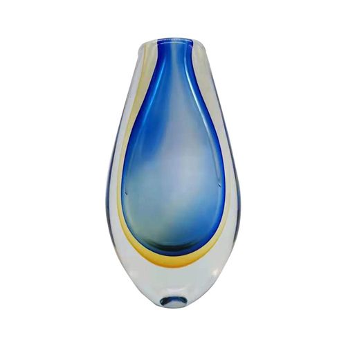 Vaso murano em vidro L'Hermitage Gota 13x7x22cm azul e laranja Vaso murano em vidro L'Hermitage Gota 13x7x22cm azul e laranja