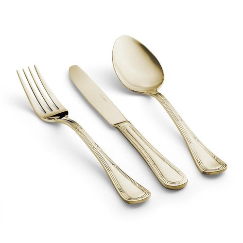 Faqueiro em aço inox Saint James Lace Champagne Gold 101 peças: Requinte e brilho para a sua mesa Faqueiro em aço inox Saint James Lace Champagne Gold 101 peças: Requinte e brilho para a sua mesa