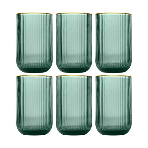 Jogo de copos cristal Ecológico borda dourada L’Hermitage Cameratta 425ml 6 peças verde