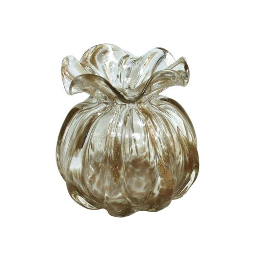 Vaso murano golden em vidro L'Hermitage Trouxinha 12x12cm champanhe