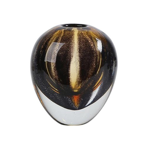 Vaso murano em vidro L'Hermitage Espiral 12,5x8,5x14cm âmbar