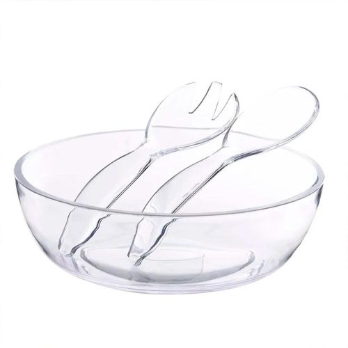 Jogo de saladeira + 2 talheres em acrílico Kenya transparente Jogo de saladeira + 2 talheres em acrílico Kenya transparente