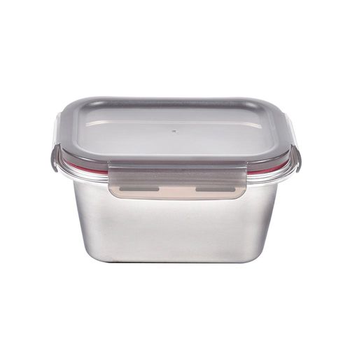 Pote Retangular em Aço Inox 1 Litro Kenya Pote Retangular em Aço Inox 1 Litro Kenya