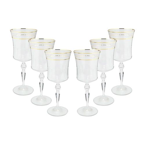 Jogo de taças para água Bohemia Grace em cristal 300ml 6 peças ouro rim Jogo de taças para água Bohemia Grace em cristal 300ml 6 peças ouro rim