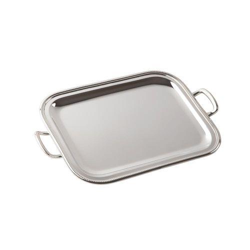 Bandeja com alça em prata Silverlux Pérola 26,5x21cm Bandeja com alça em prata Silverlux Pérola 26,5x21cm