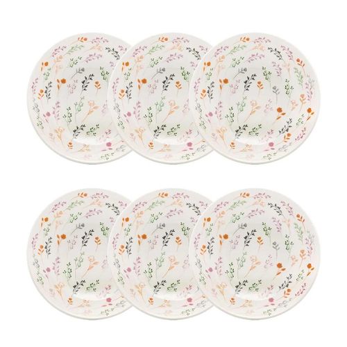 Jogo 6 Pratos Fundos Cerâmica Oxford Unni Jardim Secreto 20,5 Cm: Conforto