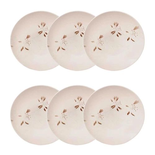 Jogo 6 Pratos Fundos Cerâmica Oxford Unni Orquídea 20,5 Cm: Floral Jogo 6 Pratos Fundos Cerâmica Oxford Unni Orquídea 20,5 Cm: Floral