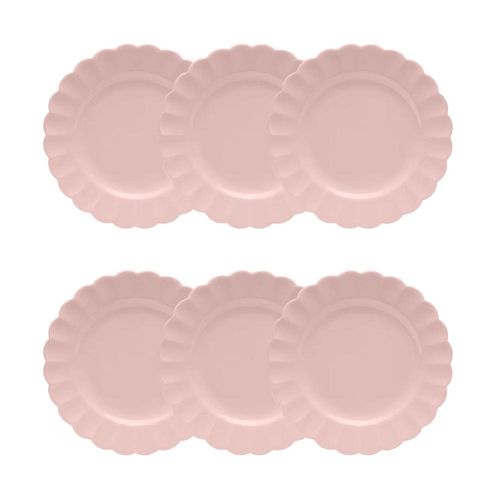 Jogo 6 Pratos Sobremesa Porcelana Oxford Flora Dália 22 Cm: Rosa Suave Jogo 6 Pratos Sobremesa Porcelana Oxford Flora Dália 22 Cm: Rosa Suave