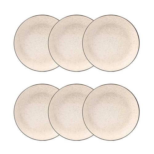 Jogo 6 Pratos Fundos Cerâmica Oxford Flat Duna 20,5 Cm: Minimalista