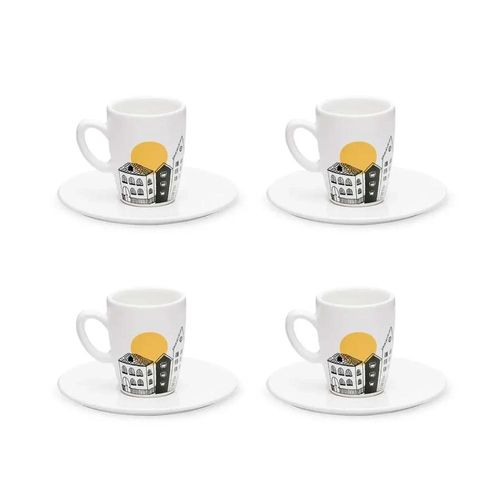Jogo 4 Xícaras Café Expresso Porcelana Oxford City 75 Ml: Urbano