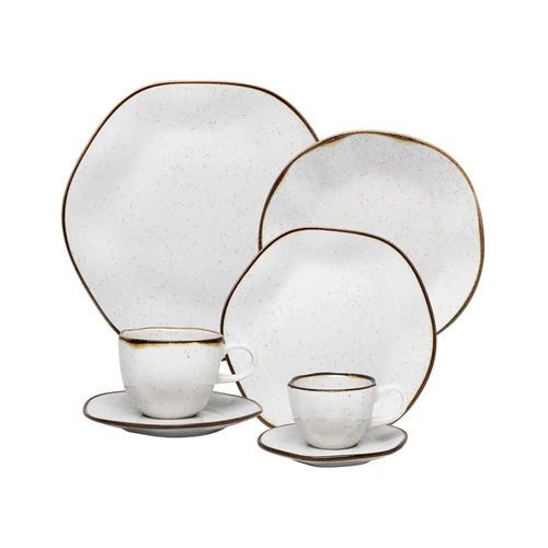 Jogo de Jantar Chá Café 42 Pçs Porcelana Oxford Ryo Maresia