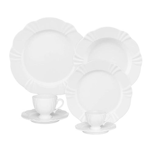 Jogo de Jantar Chá Café 42 Pçs Porcelana Oxford Soleil White