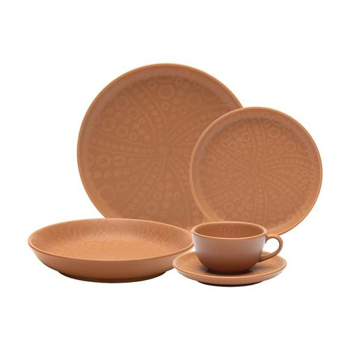 Jogo de Jantar Chá 30 Pçs Cerâmica Oxford Flat Estrela-do-Mar: Terracota Jogo de Jantar Chá 30 Pçs Cerâmica Oxford Flat Estrela-do-Mar: Terracota
