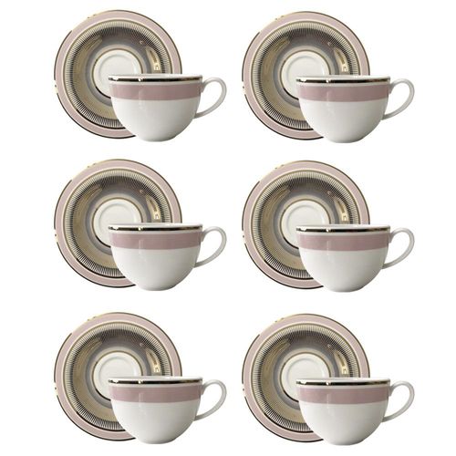Jogo de xícaras chá em porcelana Strauss Rose Ball 270ml 6 peças