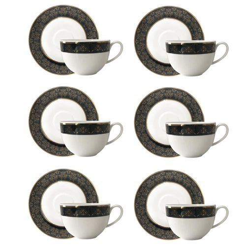 Jogo de xícaras chá em porcelana Strauss Queen 270ml 6 peças