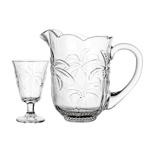 Jogo de jarra com copos em vidro L'Hermitage Coconut 7 peças para sucos, drinks e água Jogo de jarra com copos em vidro L'Hermitage Coconut 7 peças para sucos, drinks e água