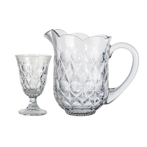 Jogo de jarra com copos em vidro L'Hermitage Angelica de 7 peças para sucos, drinks e água