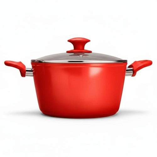 Caçarola Brinox Optima 24cm 4,6L revestimento cerâmico vermelha, alumínio 4,5mm e Indução, PFOA Free Caçarola Brinox Optima 24cm 4,6L revestimento cerâmico vermelha, alumínio 4,5mm e Indução, PFOA Free